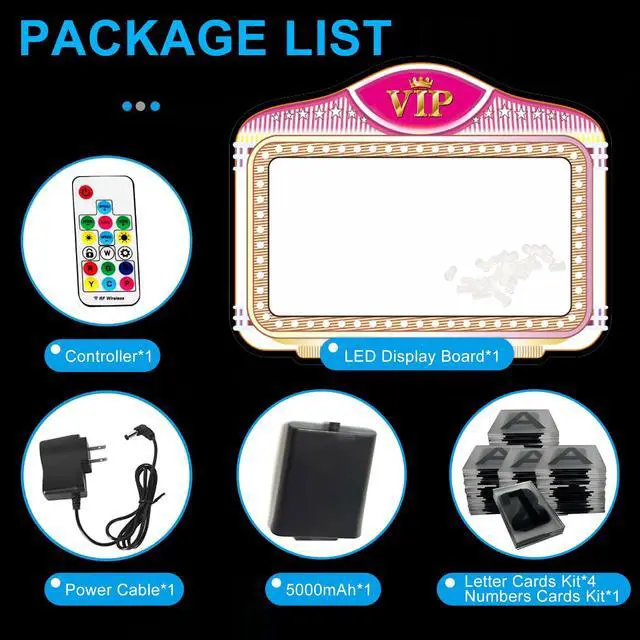 Alt view image 5 of 7 - Bottle Service Lights, Custom Wedding Sign with 4 Interchangeable Letter Sets & 1 Numbers Set, LED Handheld Marquee Sign for Birthdays, Bachelorette & Club Nights & Party Photos(VIP)