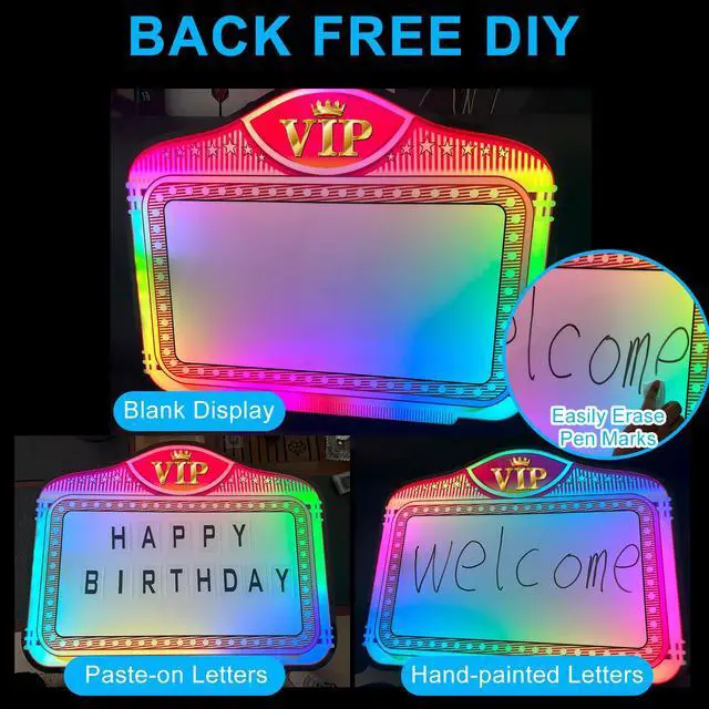 Alt view image 7 of 7 - Bottle Service Lights, Custom Wedding Sign with 4 Interchangeable Letter Sets & 1 Numbers Set, LED Handheld Marquee Sign for Birthdays, Bachelorette & Club Nights & Party Photos(VIP)