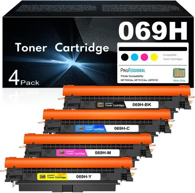 Main image of 069H 069 Toner Cartridge Set 4-Pack MF753Cdw High Capacity (BK/C/M/Y) | Compatible for Canon 069H 069 ImageClass MF753Cdw MF751Cdw LBP674Cdw LBP673Cdw LBP674Cx MF752Cdw MF756Cx Printer