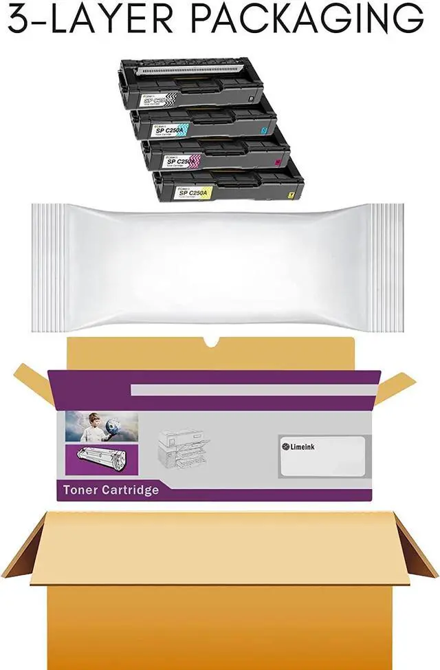 Alt view image 5 of 6 - Compatible Toner Cartridges Replacement for Ricoh SP C250 C260 C261 High Capacity for RICOH Aficio SP C250DN C250SF C261SFN C261SFNw C261DNw Laser Printers 1 Black 1 Cyan 1 Magenta 1 Yellow