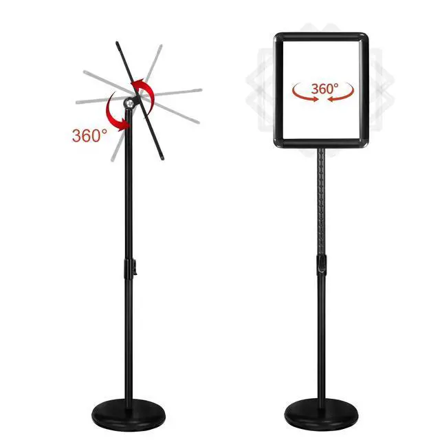 Alt view image 3 of 6 - Sign Stand Adjustable Pedestal Sign Holder Stand, Poster Stand Aluminum Snap Open Frame for 8.5X11 Inches with Heavy Round Base, Both Vertical and Horizontal Sign Displayed (8.5x11inches(2pack))
