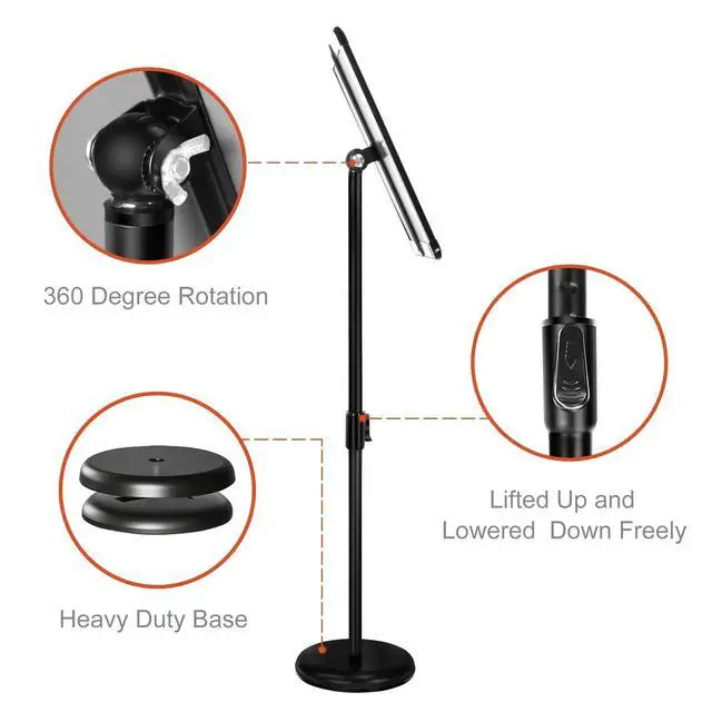 Alt view image 5 of 6 - Sign Stand Adjustable Pedestal Sign Holder Stand, Poster Stand Aluminum Snap Open Frame for 8.5X11 Inches with Heavy Round Base, Both Vertical and Horizontal Sign Displayed (8.5x11inches(2pack))
