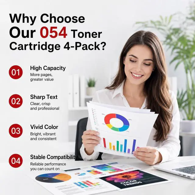 Alt view image 4 of 7 - 054 Toner Cartridge Set Compatible MF642Cdw Toner Replacement for Canon 054 | 054 054H Toner Cartridge work with Set imageCLASS MF642Cdw MF640C MF641Cw MF644Cdw LBP622Cdw Printer(4PK, BK/C/M/Y)