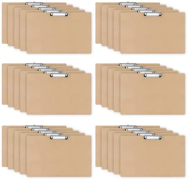Main image of 32 Pcs 11x17 Clipboard Wooden Horizontal Lap Board Extra Large Wood Clip Board with Low Profile Clip Desk Brown Landscape for Drawing Sketch Art for Classroom Office School Architects
