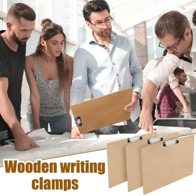Alt view image 6 of 7 - 32 Pcs 11x17 Clipboard Wooden Horizontal Lap Board Extra Large Wood Clip Board with Low Profile Clip Desk Brown Landscape for Drawing Sketch Art for Classroom Office School Architects