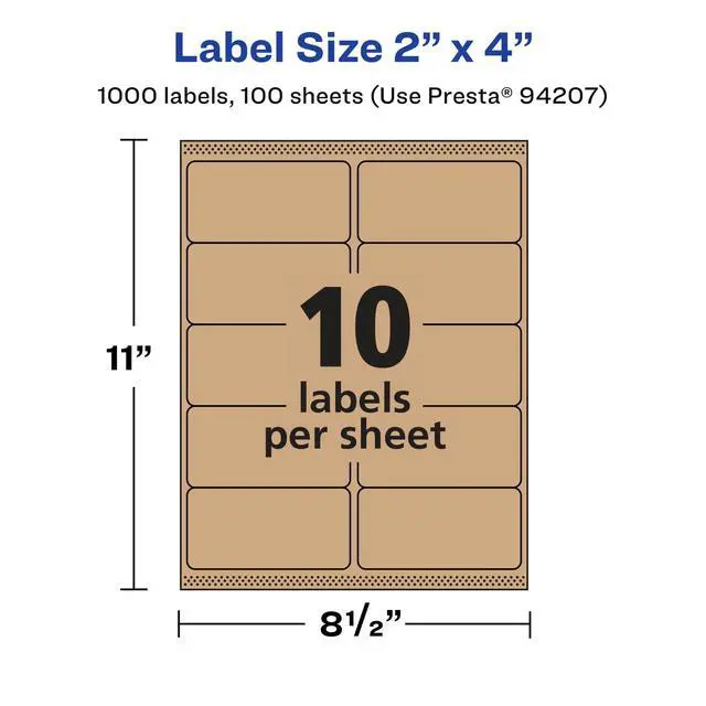 Alt view image 5 of 6 - ® Kraft Brown Rectangle Labels, Sure Feed® Technology, 2" x 4", 1,000 Kraft Brown Labels, Laser/Inkjet Printable