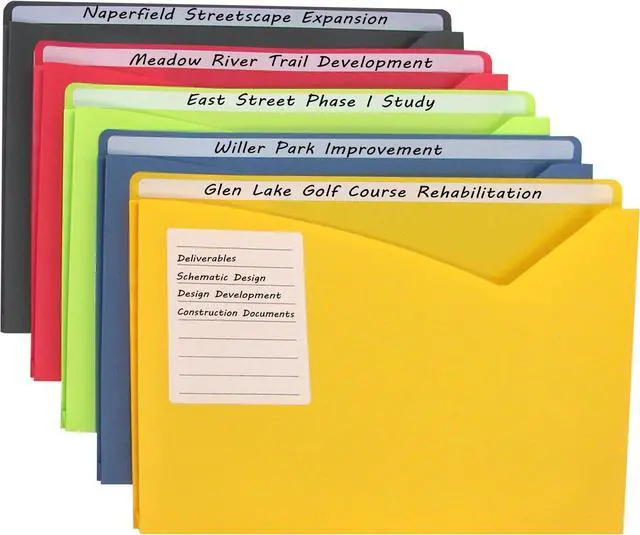 Main image of Write-On Poly File Jackets, Straight Tab, Letter Size, Assorted Colors, (Pack of 125)