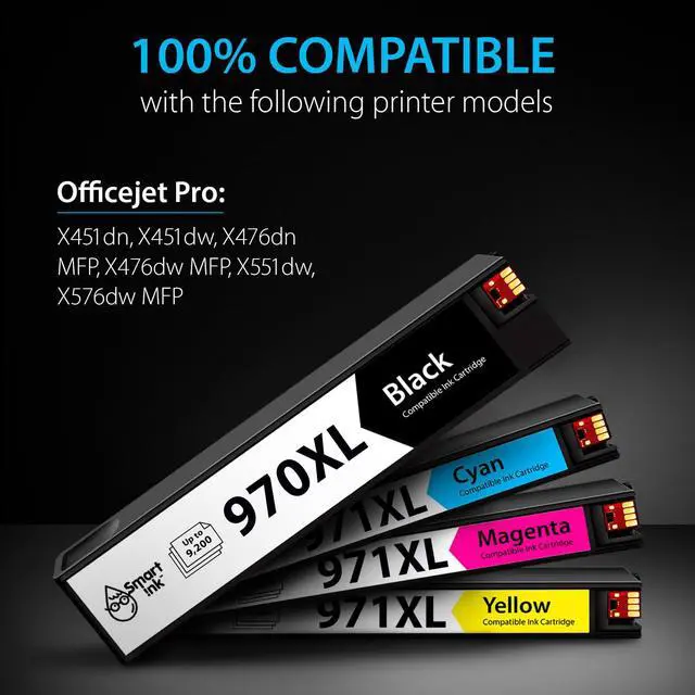 Alt view image 2 of 7 - Compatible Ink Cartridge Replacement for HP 970XL 971XL HP 970 XL 971 XL Filled with Kodak Ink (4 Pack, Black & Cyan/Magenta/Yellow) for HP Officejet Pro X576dw X476dw MFP X451dn X476dn MFP