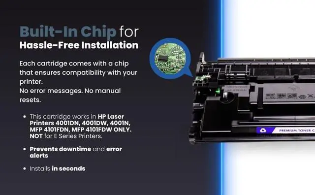 Alt view image 3 of 7 - Replacement for HP 148A W1480A MICR Toner Cartridge W/ Chip, for Laser Jet 4001DN, 4001DW, 4001N, MFP 4101FDN, MFP 4101FDW ONLY, NOT for E Series Printers, 2.9K Pages, Built in USA