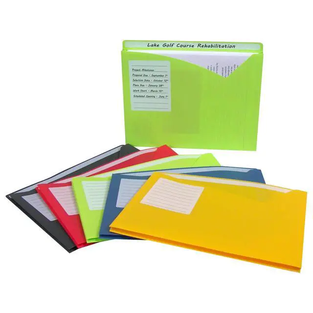 Alt view image 5 of 7 - Write-On Poly File Jackets, Straight Tab, Letter Size, Assorted Colors, (Pack of 125)