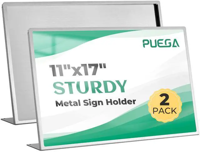 Main image of 2pack 11"x17" Metal Tabletop Sign Holder with Stainless Steel Frame Menu Board Poster Display Stand for Office Store Restaurant Hotels