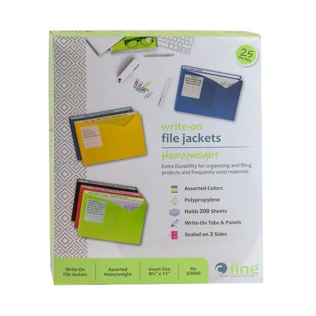 Alt view image 6 of 7 - Write-On Poly File Jackets, Straight Tab, Letter Size, Assorted Colors, (Pack of 125)