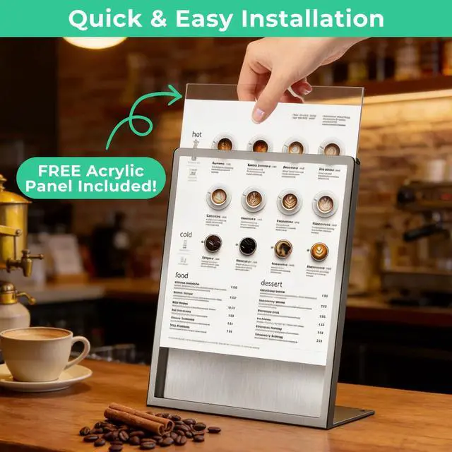 Alt view image 4 of 6 - 2pack 11"x17" Metal Tabletop Sign Holder with Stainless Steel Frame Menu Board Poster Display Stand for Office Store Restaurant Hotels