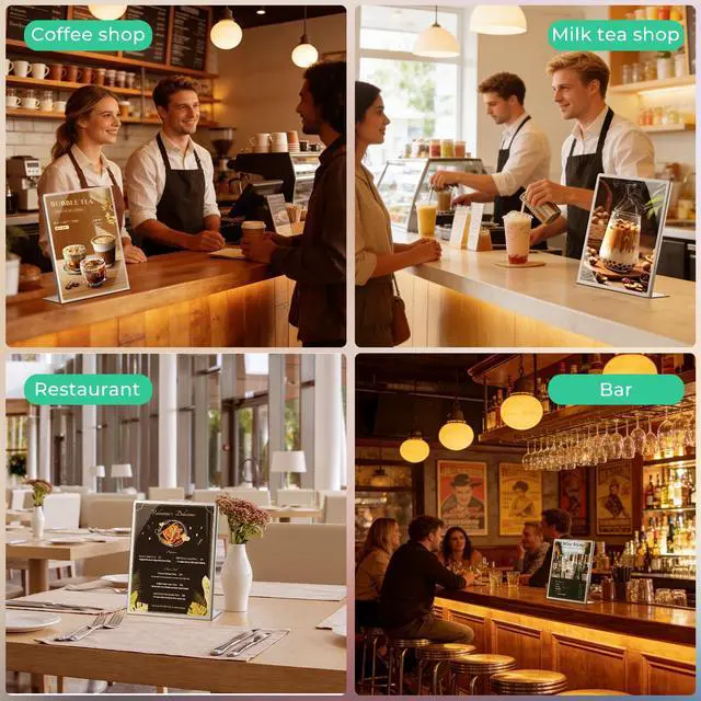 Alt view image 6 of 6 - 2pack 11"x17" Metal Tabletop Sign Holder with Stainless Steel Frame Menu Board Poster Display Stand for Office Store Restaurant Hotels