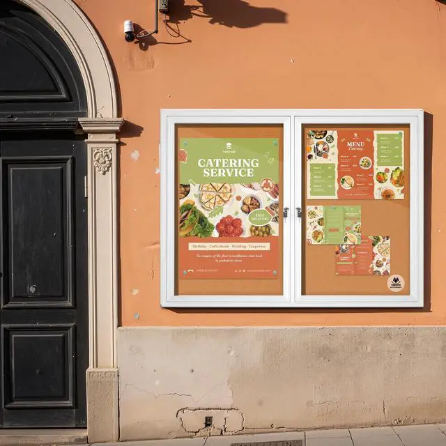 Alt view image 5 of 7 - Lockable Outdoor Enclosed Bulletin Board, Weatherproof Cork Noticeboard with Locking Door, Tamperproof Wall-Mounted Aluminum Frame Notice Poster Memo Board(Silver,44x32 Inch)