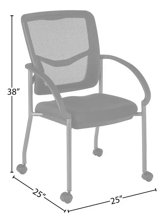 Alt view image 3 of 7 - Office Star ProGrid Deluxe Stackable Visitor's Chair with Breathable Back and Padded Lumbar Support Seat, with Rolling Casters, Coal FreeFlex