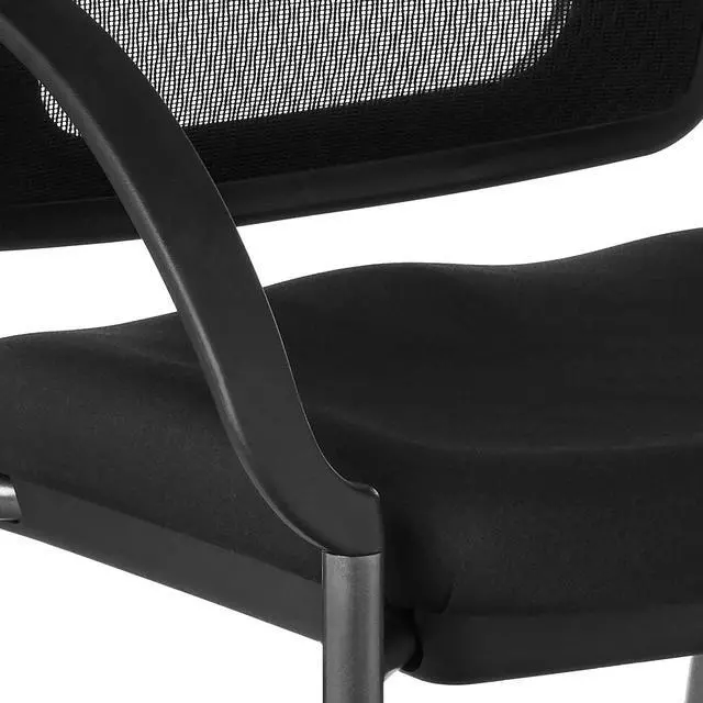 Alt view image 6 of 7 - Office Star ProGrid Deluxe Stackable Visitor's Chair with Breathable Back and Padded Lumbar Support Seat, with Rolling Casters, Coal FreeFlex