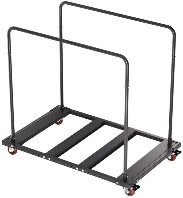 Main image of Heavy Duty Folding Table Cart, 10-Tables Capacity Black Rolling Table Cart for 60 Round & Oblong Tables, Metal Frame Locking Casters, Ideal for Commercial Event Hotel Party Furniture