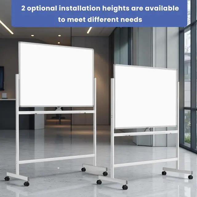 Alt view image 4 of 7 - Rolling White Board on Wheels, 48" x 32" Large Dry Erase Board with Stand, Big Rolling Whiteboard for Home, Office, School (48" x 32")