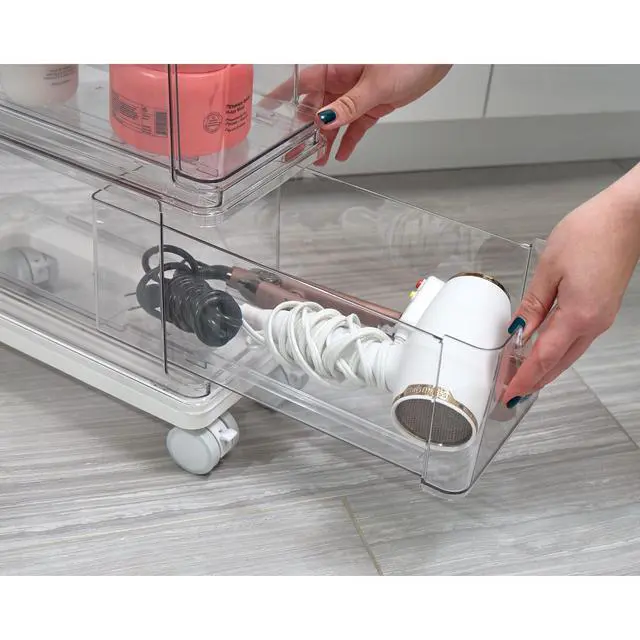 Alt view image 5 of 7 - The Sarah Tanno Collection 5-Drawer Stacking Cosmetic Organizer Cart, Clear