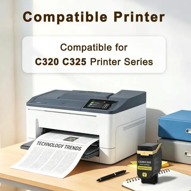 Alt view image 2 of 6 - C320 C325 Toner Cartridge Compatible for Xerox 006R04822 Yellow Toner Cartridge Compatible for Xerox Genuine C320 C325 Printer High Yield 1-Pack with New Chip Yellow