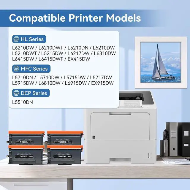 Alt view image 2 of 7 - TN920XL TN-920XL Toner Compatible for Brother HL-L6210DW L6210DWT Printer | TN920 TN-920 TN920XXL Black Cartridge High Yelid HL-L5210DN HL-L5210DW HL-L5210DWT HL-L5215DW HL-L6310DW MFC-L6810D, 4Pack