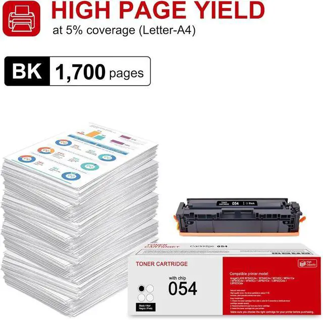 Alt view image 4 of 6 - 1 Pack 054 3024C001 Black Toner Cartridge: Compatible CRG-054 Replacement for Canon imageCLASS MF642Cdw MF644Cdw MF640C MF641Cw MF643Cdw MF645Cx LBP621Cw LBP622Cdw LBP623Cdw Printer