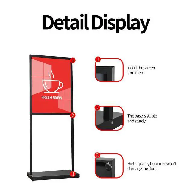 Alt view image 3 of 7 - Sign Holder Floor Stand, Heavy Duty Pedestal 22×28 in Slide-In Double Sided Poster Banner Stand for Board Display (Black)