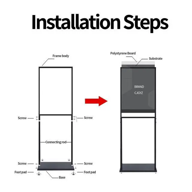 Alt view image 4 of 7 - Sign Holder Floor Stand, Heavy Duty Pedestal 22×28 in Slide-In Double Sided Poster Banner Stand for Board Display (Black)