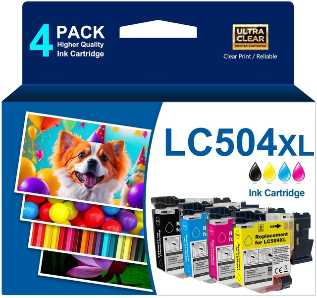 Main image of High Yield LC504 LC504XL Ink Cartridge 4-Pack Compatible with Brother MFC-J1355DW MFC-J1365DW MFC-J1367DW Printers for INKvestment 1355 1365 1367 Ink Cartridges