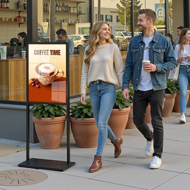 Alt view image 5 of 7 - Sign Holder Floor Stand, Heavy Duty Pedestal 22×28 in Slide-In Double Sided Poster Banner Stand for Board Display (Black)