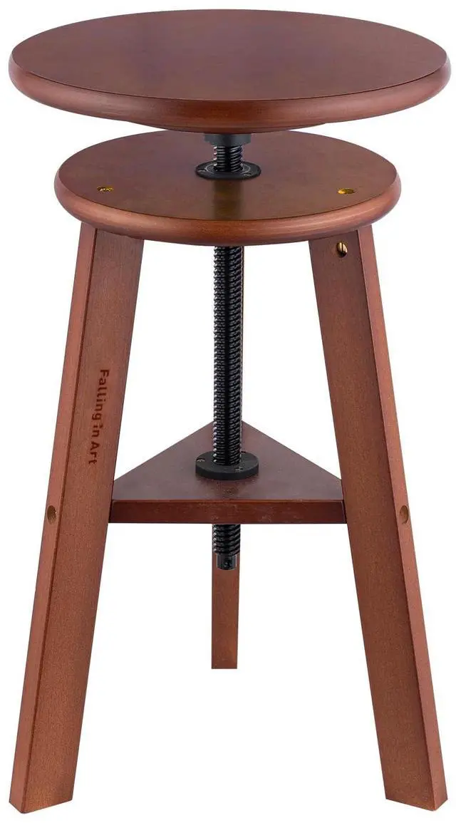 Main image of 19" to 26" High Beechwood Drafting Stool, Deep Walnut | Wooden Artist Stool with Adjustable Height, Wood Stool Chair for Painting, Perfect for Artist Studio, Office and Home Use