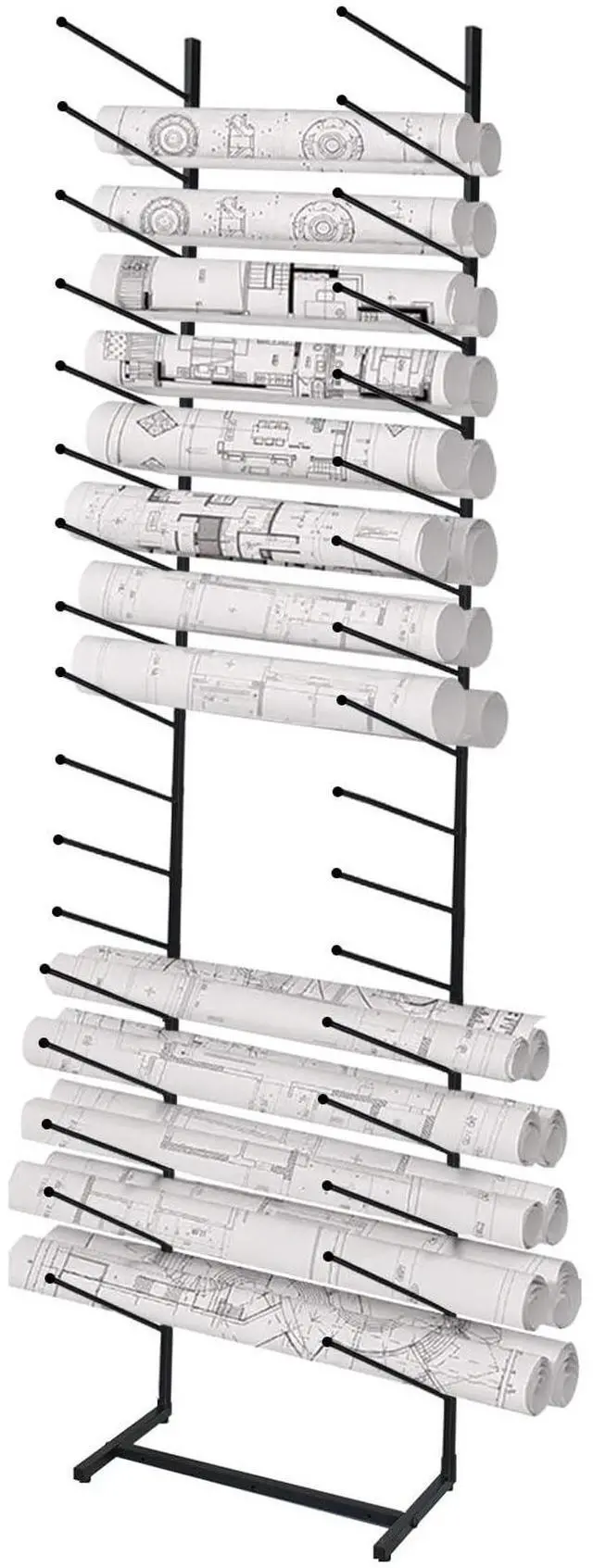 Main image of Blueprint Storage Rack,16-Tier Metal Poster Display Rack Wall Mount Blueprint Holder for Office Construction Engineering Vertical Poster Storage for Roll of Drawing Art Paper