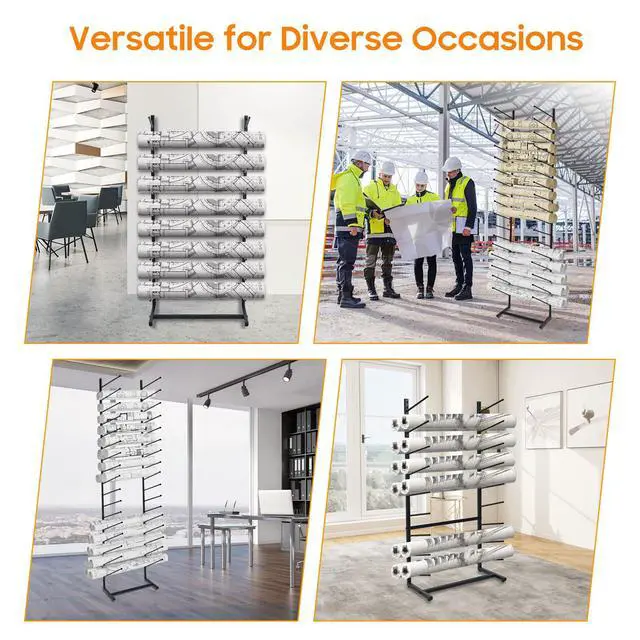 Alt view image 7 of 7 - Blueprint Storage Rack,16-Tier Metal Poster Display Rack Wall Mount Blueprint Holder for Office Construction Engineering Vertical Poster Storage for Roll of Drawing Art Paper