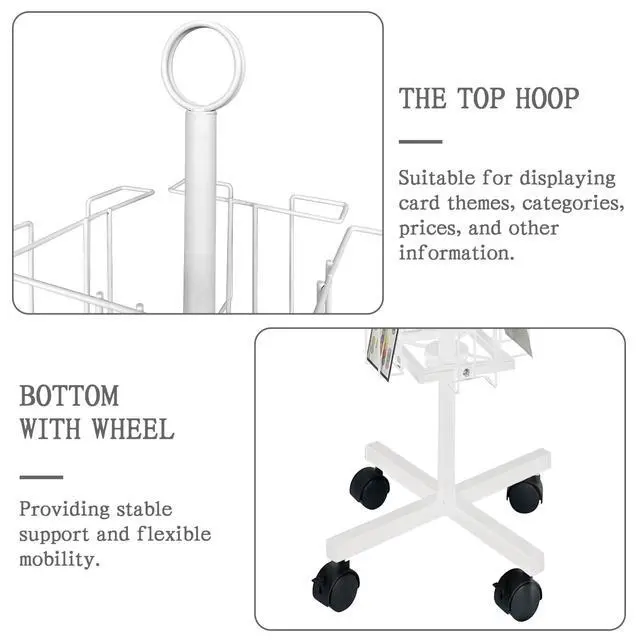 Alt view image 3 of 6 - Greeting Card Rack: Enhance Your Display with a 24-Pocket Rotating Countertop Solution for Postcards, Brochures, and Greeting Cards (White, 65H - 24 Pockets)