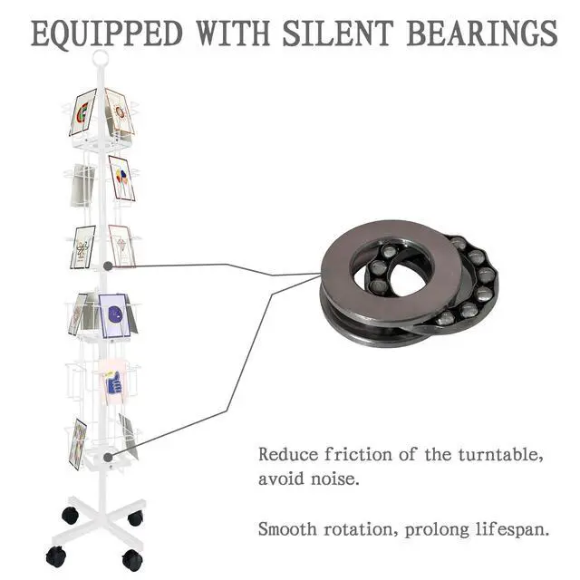 Alt view image 4 of 6 - Greeting Card Rack: Enhance Your Display with a 24-Pocket Rotating Countertop Solution for Postcards, Brochures, and Greeting Cards (White, 65H - 24 Pockets)