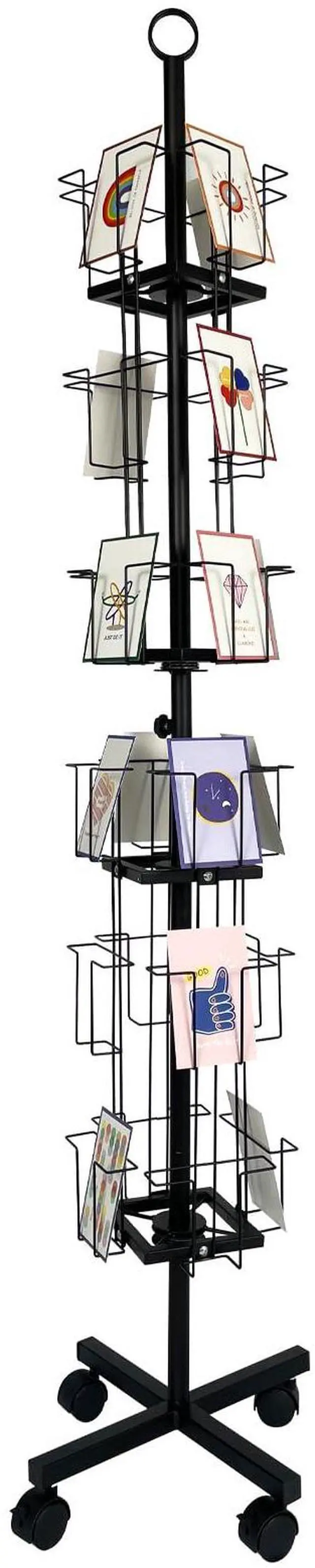 Main image of Greeting Card Rack: Enhance Your Display with a 24-Pocket Rotating Countertop Solution for Postcards, Brochures, and Greeting Cards (Black, 65H - 24 Pockets)