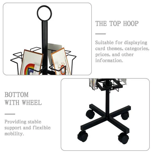 Alt view image 3 of 6 - Greeting Card Rack: Enhance Your Display with a 24-Pocket Rotating Countertop Solution for Postcards, Brochures, and Greeting Cards (Black, 65H - 24 Pockets)