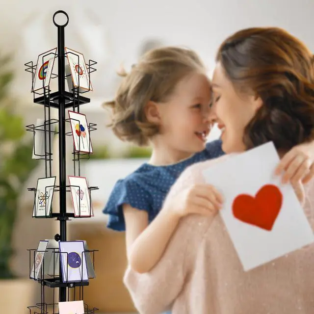 Alt view image 4 of 6 - Greeting Card Rack: Enhance Your Display with a 24-Pocket Rotating Countertop Solution for Postcards, Brochures, and Greeting Cards (Black, 65H - 24 Pockets)