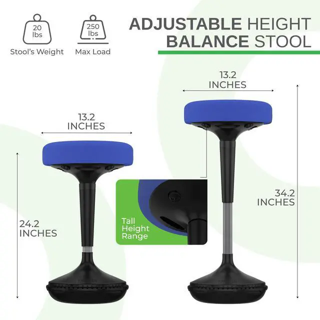 Alt view image 3 of 7 - Wobble Stool Standing Desk, Flexible Seating Adjustable Office Ergonomic Seating, Wobble Stools for Alternative Classroom Seating, Active ADHD Chair, Wiggle Chairs