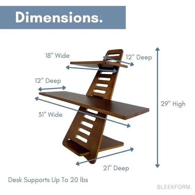 Alt view image 3 of 7 - Saint John Standing Desk Converter - Walnut, Includes Tote Bag