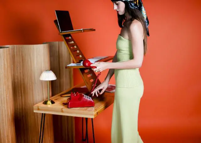 Alt view image 2 of 7 - Saint John Standing Desk Converter - Walnut, Includes Tote Bag