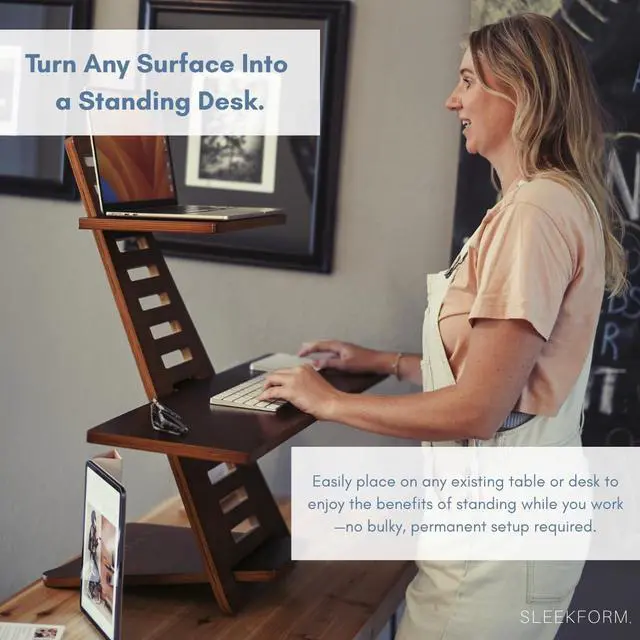 Alt view image 4 of 7 - Saint John Standing Desk Converter - Walnut, Includes Tote Bag