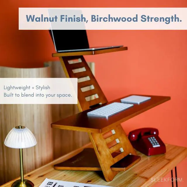 Alt view image 6 of 7 - Saint John Standing Desk Converter - Walnut, Includes Tote Bag