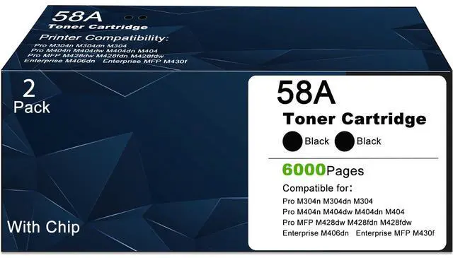 Main image of 58A CF258A Black Toner Cartridges Compatible Replacement for HP 58 58X CF258X LaserJet Pro MFP M428dw M428fdn M428fdw M404 LaserJet Enterprise M406dn M430f, Pro M404n M404dw M404dn M404 M304n M304dn
