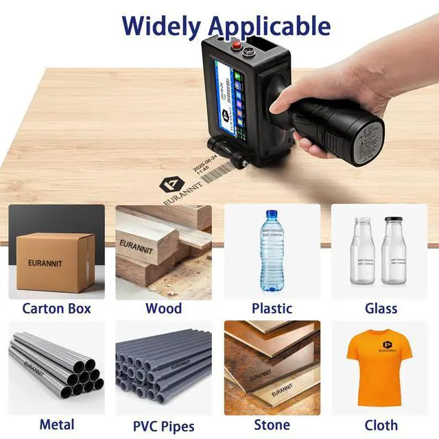 Alt view image 2 of 7 - E15 Handheld Inkjet Printer Gun with ER520 Fast-Drying Ink Cartridge (42ml) - 0.5" Height Adjustable for Text, Barcode, QR Code, Date on Cardboard, Metal & Plastic Surfaces