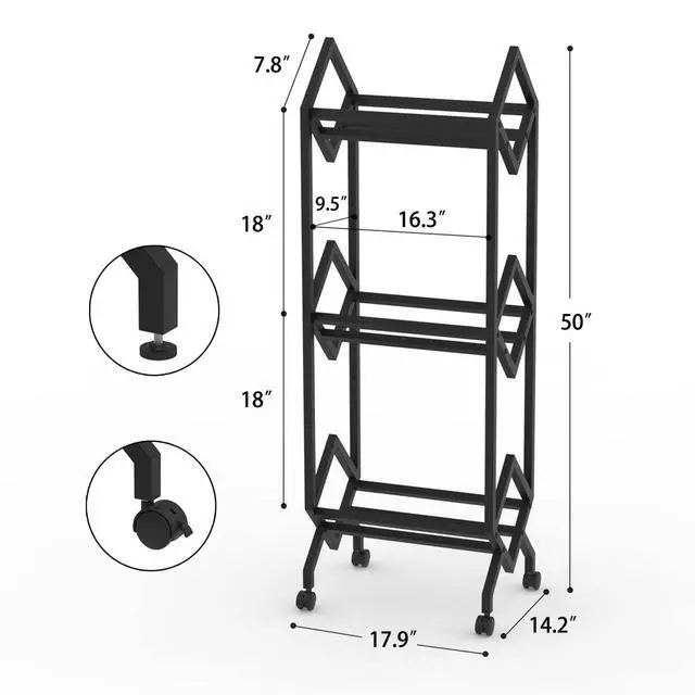 Alt view image 5 of 7 - Mobile Vinyl Record Storage Rack, LP Storage Shelf, Record Holder for Albums, Magazine Display, Book and Files Organizer, 3 Tier Vinyl Record Stand with Matte Black Metal