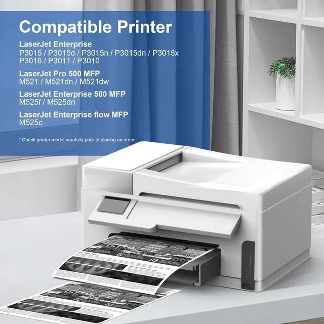 Alt view image 2 of 7 - 55A Black Toner Cartridge High Yield (6,000 Pages) Replacement for HP 55A CE255A 55X CE255X Toner for LaserJet P3015 P3015dn P3015x Pro 500 MFP M521dn M521dw M521 M525 Series Printer (Black, 2-Pack)