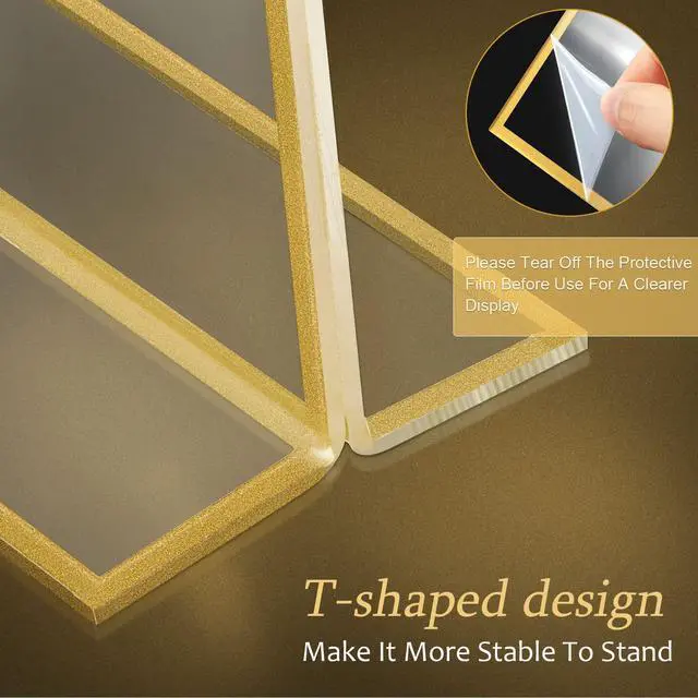 Alt view image 3 of 6 - Gold Acrylic Sign Holders, Gold Picture Frames Clear Wedding Table Numbers Double Sided Acrylic Holders for Wedding Restaurant Table Number Photos Menu Cards Art(48 Pack,5 x 7 Inch)