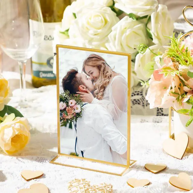 Alt view image 6 of 6 - Gold Acrylic Sign Holders, Gold Picture Frames Clear Wedding Table Numbers Double Sided Acrylic Holders for Wedding Restaurant Table Number Photos Menu Cards Art(48 Pack,5 x 7 Inch)